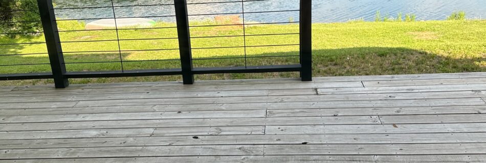 The deck overlooking Beecher Lake